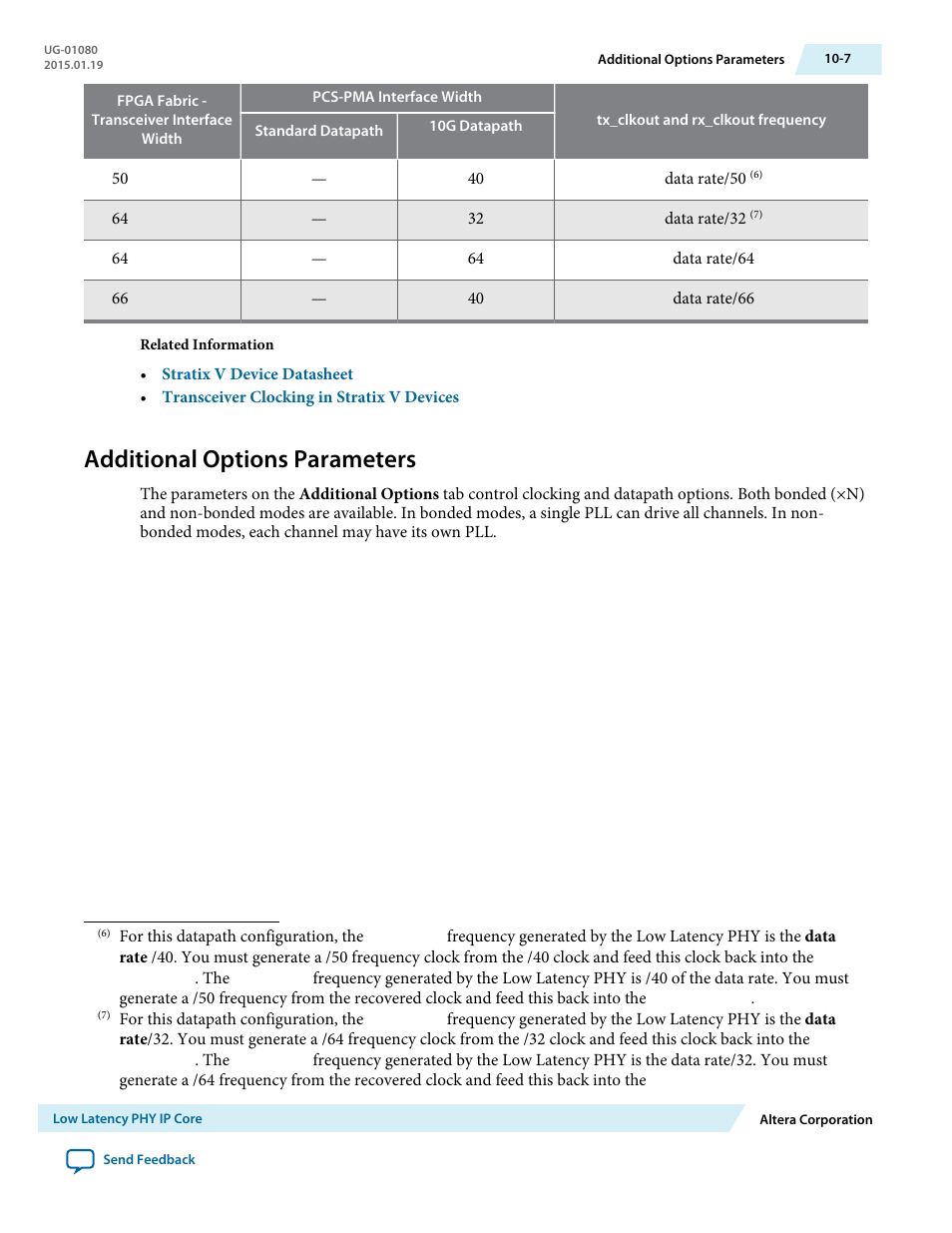 Additional options parameters, Additional options parameters -7 | Altera Transceiver PHY IP Core User Manual | Page 254 / 702