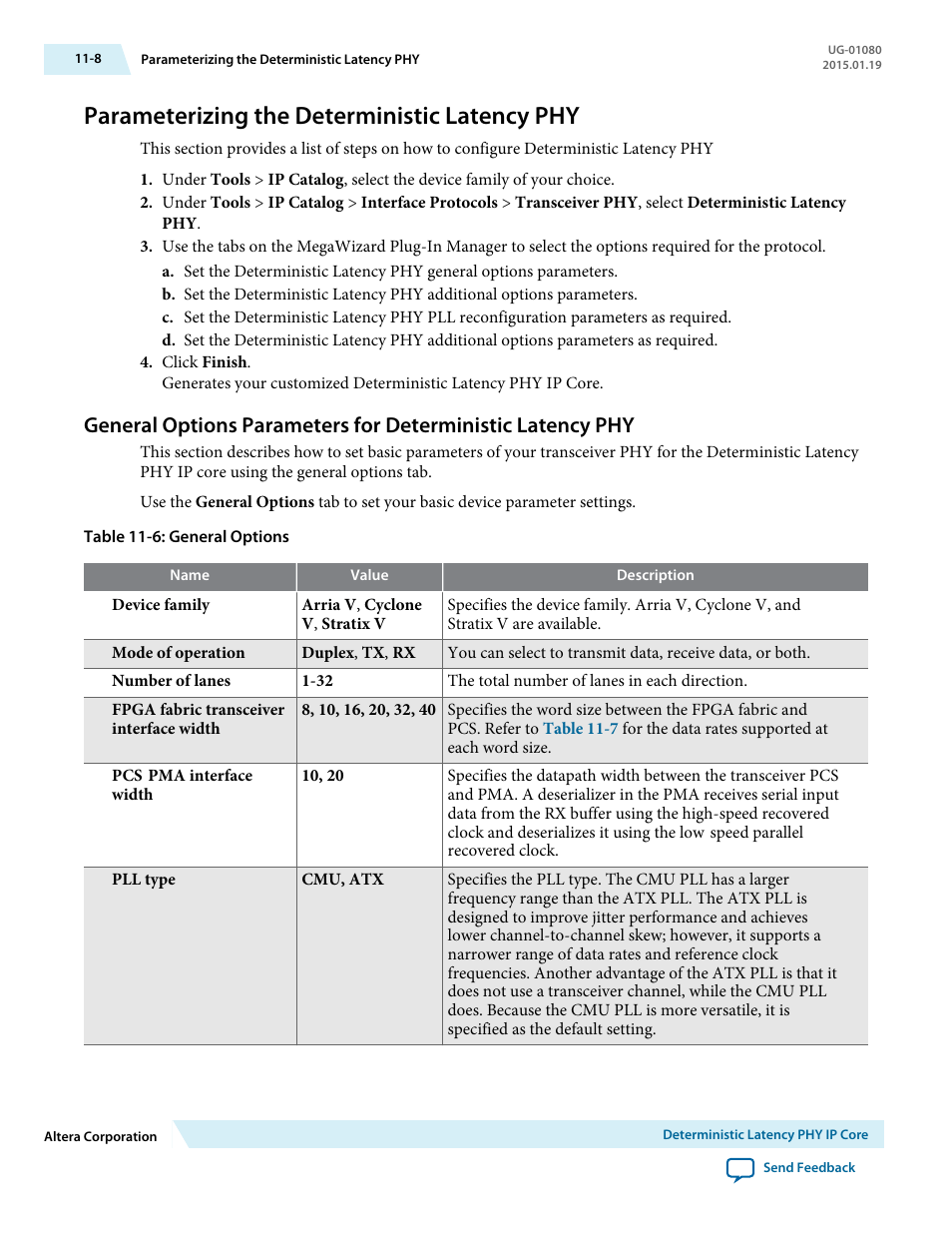 Parameterizing the deterministic latency phy, Parameterizing the deterministic latency phy -8 | Altera Transceiver PHY IP Core User Manual | Page 276 / 702
