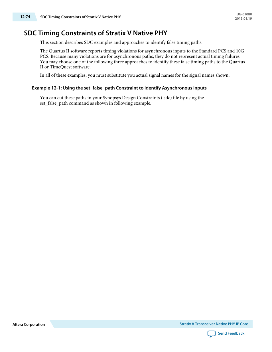 Sdc timing constraints of stratix v native phy, Sdc timing constraints of stratix v native phy -74 | Altera Transceiver PHY IP Core User Manual | Page 372 / 702