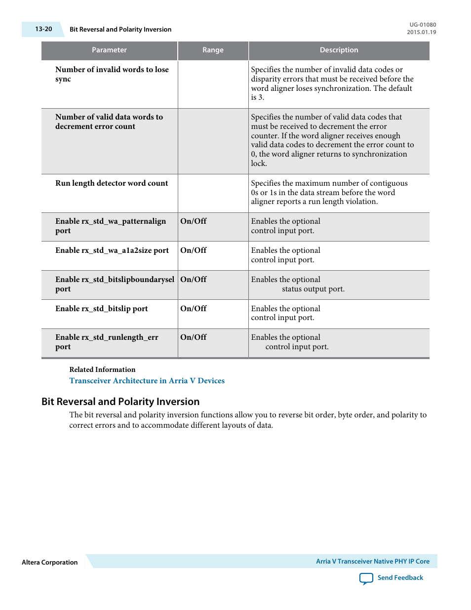 Bit reversal and polarity inversion, Bit reversal and polarity inversion -20 | Altera Transceiver PHY IP Core User Manual | Page 395 / 702