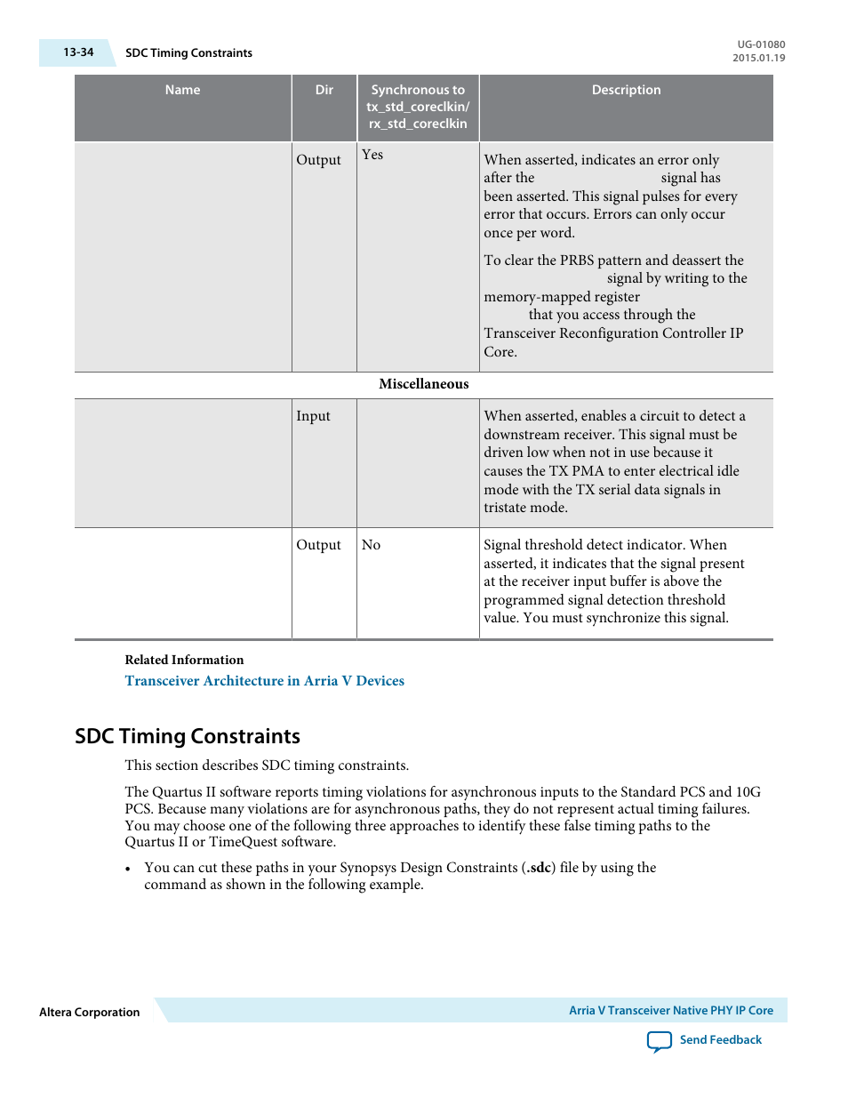 Sdc timing constraints, Sdc timing constraints -34 | Altera Transceiver PHY IP Core User Manual | Page 409 / 702