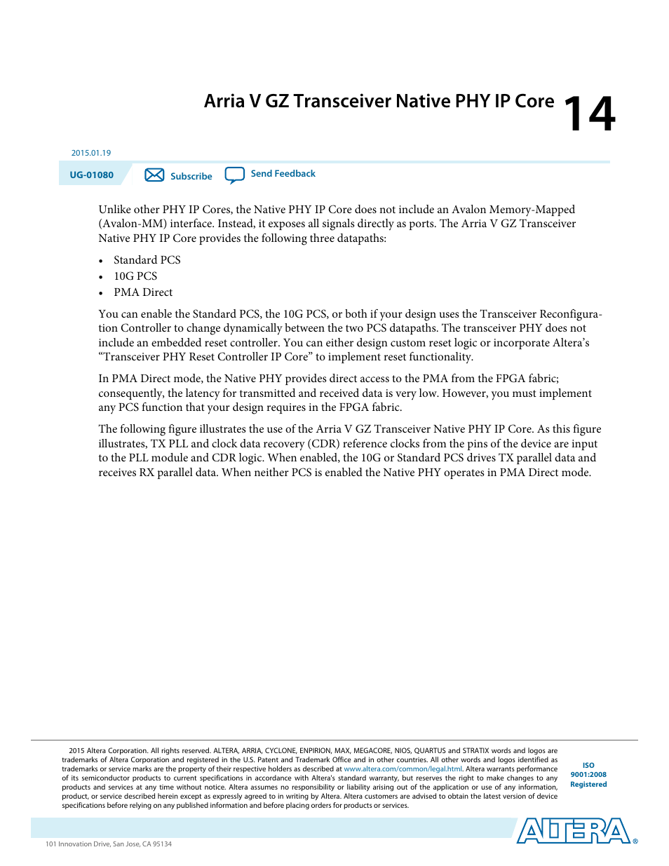 Arria v gz transceiver native phy ip core, Arria v gz transceiver native phy ip core -1 | Altera Transceiver PHY IP Core User Manual | Page 412 / 702