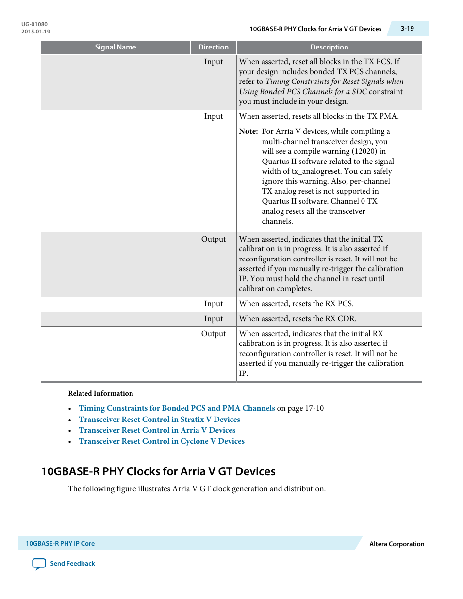 10gbase-r phy clocks for arria v gt devices, 10gbase-r phy clocks for arria v gt devices -19 | Altera Transceiver PHY IP Core User Manual | Page 43 / 702