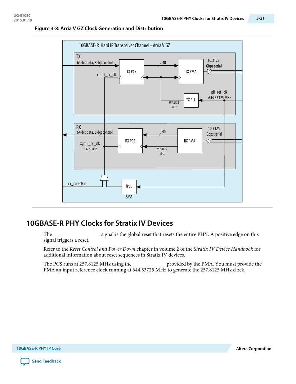 10gbase-r phy clocks for stratix iv devices, 10gbase-r phy clocks for stratix iv devices -21 | Altera Transceiver PHY IP Core User Manual | Page 45 / 702