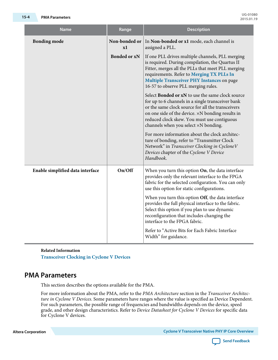 Pma parameters, Pma parameters -4 | Altera Transceiver PHY IP Core User Manual | Page 487 / 702