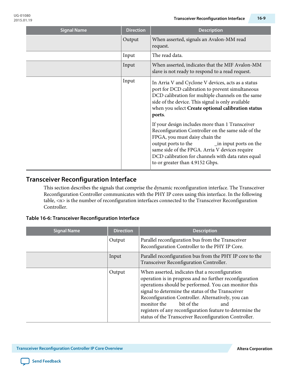 Transceiver reconfiguration interface, Transceiver reconfiguration interface -9 | Altera Transceiver PHY IP Core User Manual | Page 526 / 702