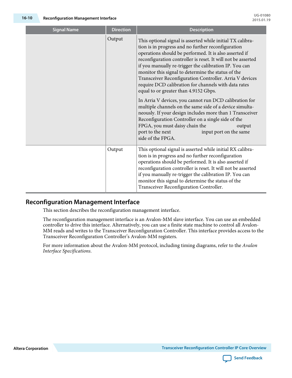 Reconfiguration management interface, Reconfiguration management interface -10 | Altera Transceiver PHY IP Core User Manual | Page 527 / 702