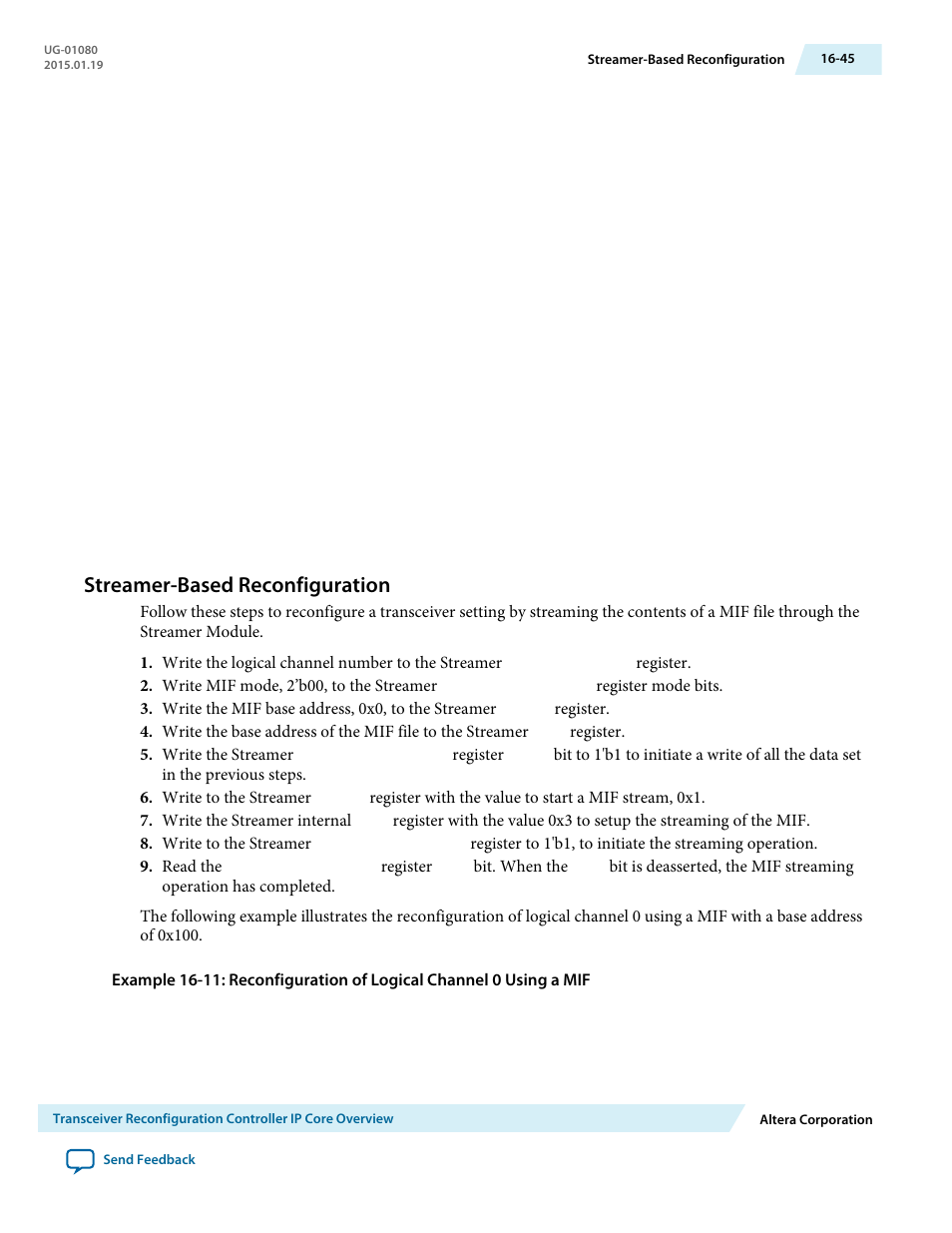 Streamer-based reconfiguration, Streamer-based reconfiguration -45 | Altera Transceiver PHY IP Core User Manual | Page 562 / 702