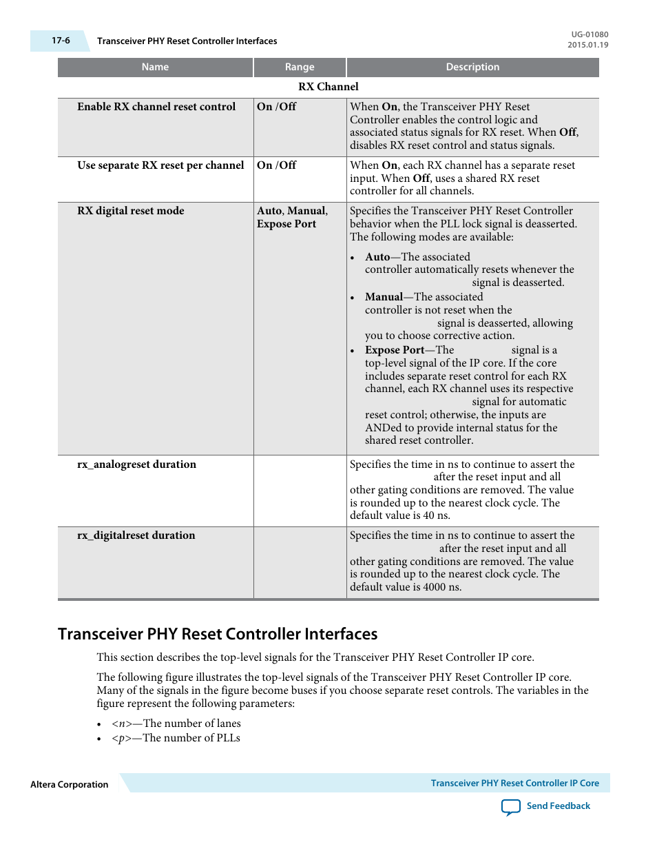 Transceiver phy reset controller interfaces, Transceiver phy reset controller interfaces -6 | Altera Transceiver PHY IP Core User Manual | Page 583 / 702