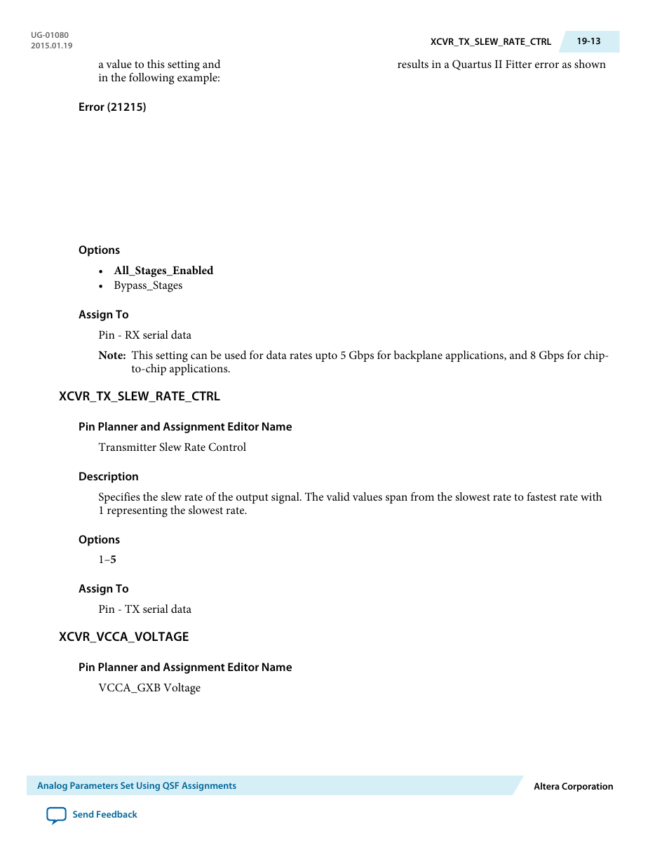 Xcvr_tx_slew_rate_ctrl, Xcvr_vcca_voltage | Altera Transceiver PHY IP Core User Manual | Page 607 / 702