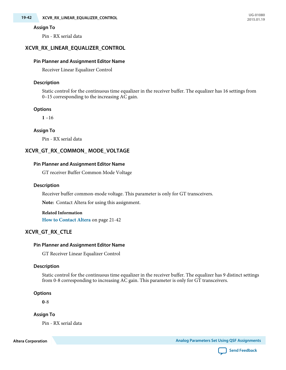 Xcvr_rx_linear_equalizer_control, Xcvr_gt_rx_common_ mode_voltage, Xcvr_gt_rx_ctle | Altera Transceiver PHY IP Core User Manual | Page 636 / 702