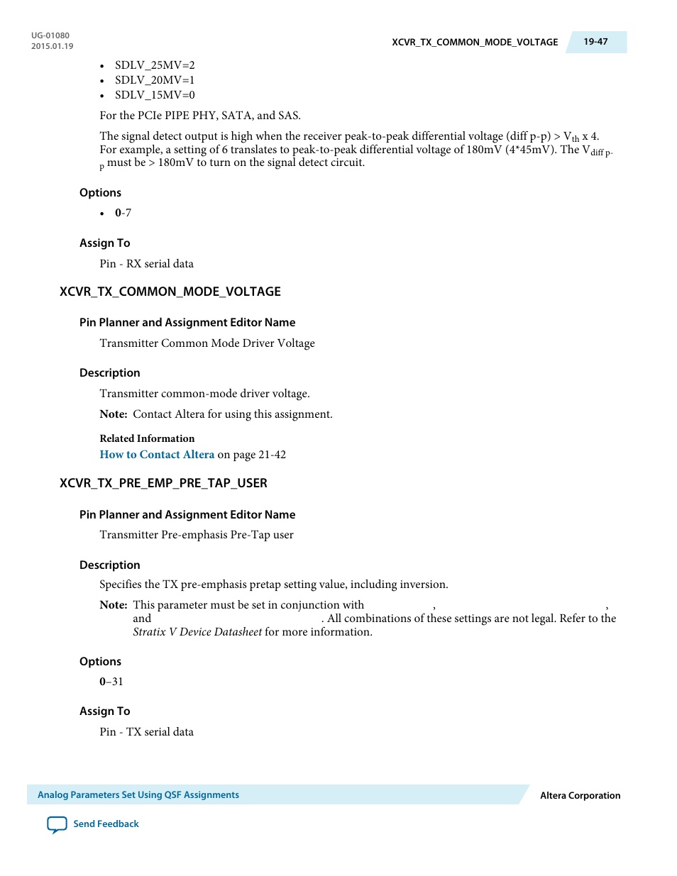 Xcvr_tx_common_mode_voltage, Xcvr_tx_pre_emp_pre_tap_user | Altera Transceiver PHY IP Core User Manual | Page 641 / 702