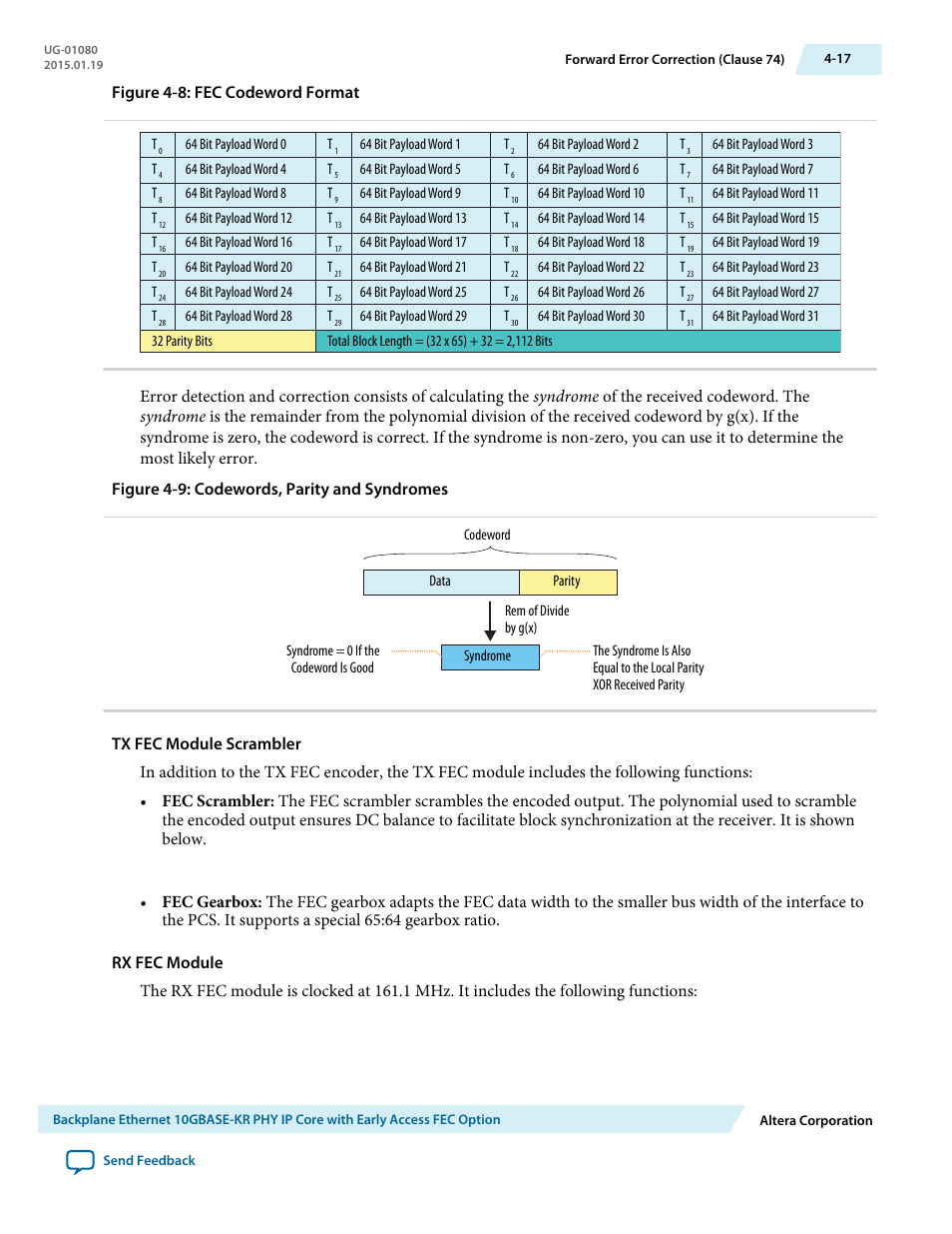 Figure 4-8: fec codeword format | Altera Transceiver PHY IP Core User Manual | Page 73 / 702