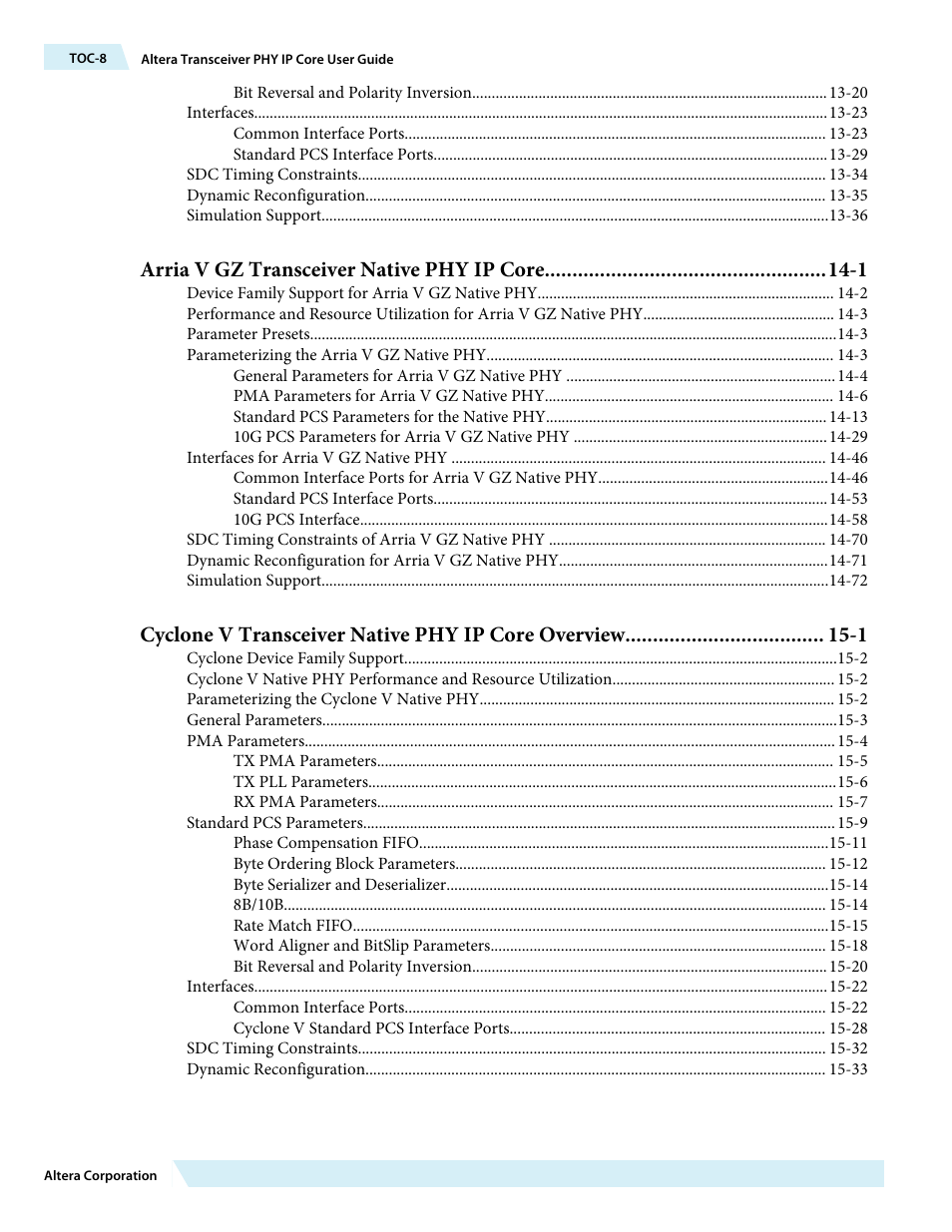Arria v gz transceiver native phy ip core -1 | Altera Transceiver PHY IP Core User Manual | Page 8 / 702