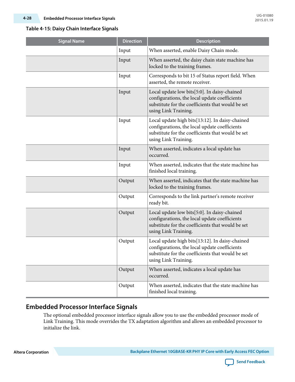 Embedded processor interface signals, Embedded processor interface signals -28 | Altera Transceiver PHY IP Core User Manual | Page 84 / 702