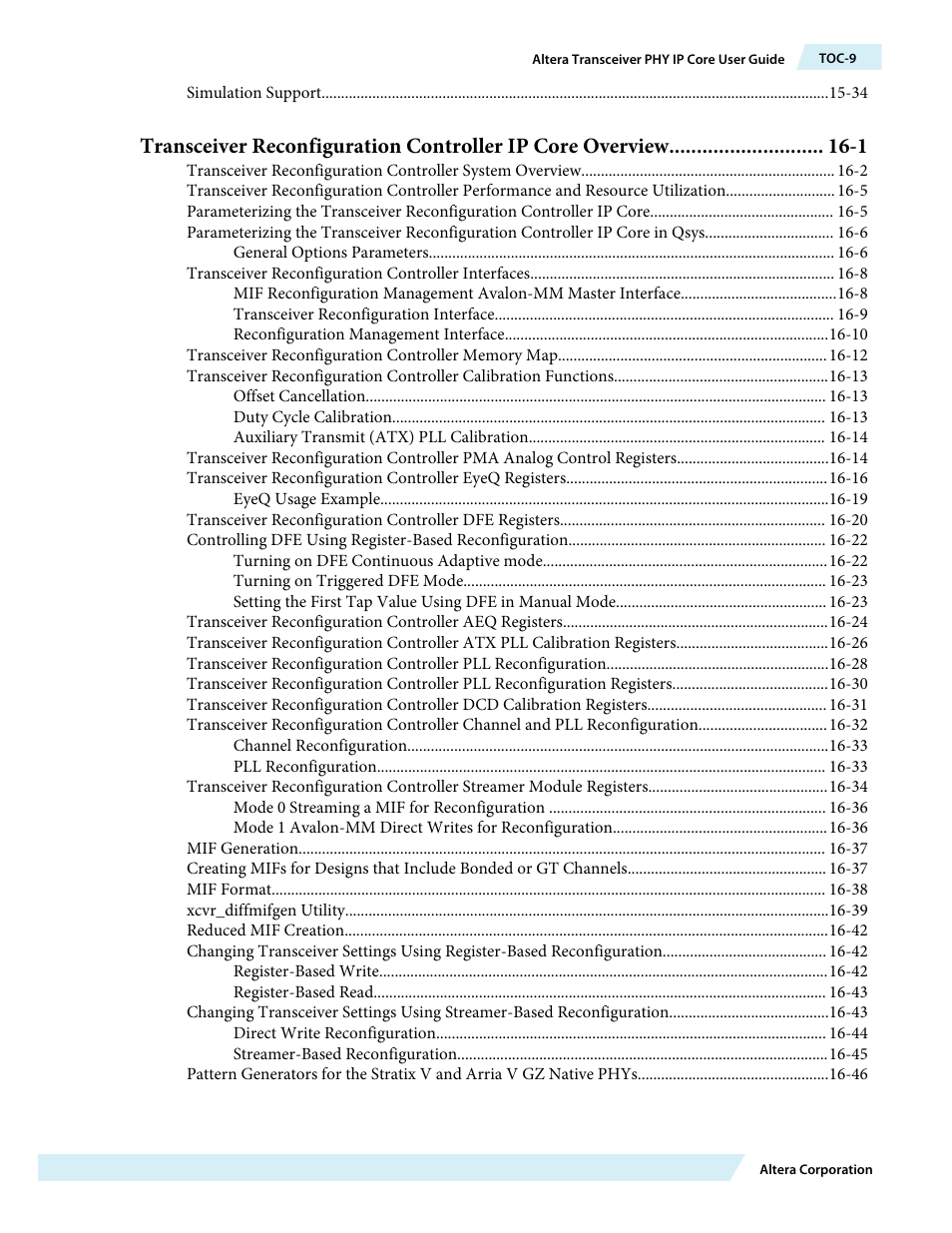 Altera Transceiver PHY IP Core User Manual | Page 9 / 702