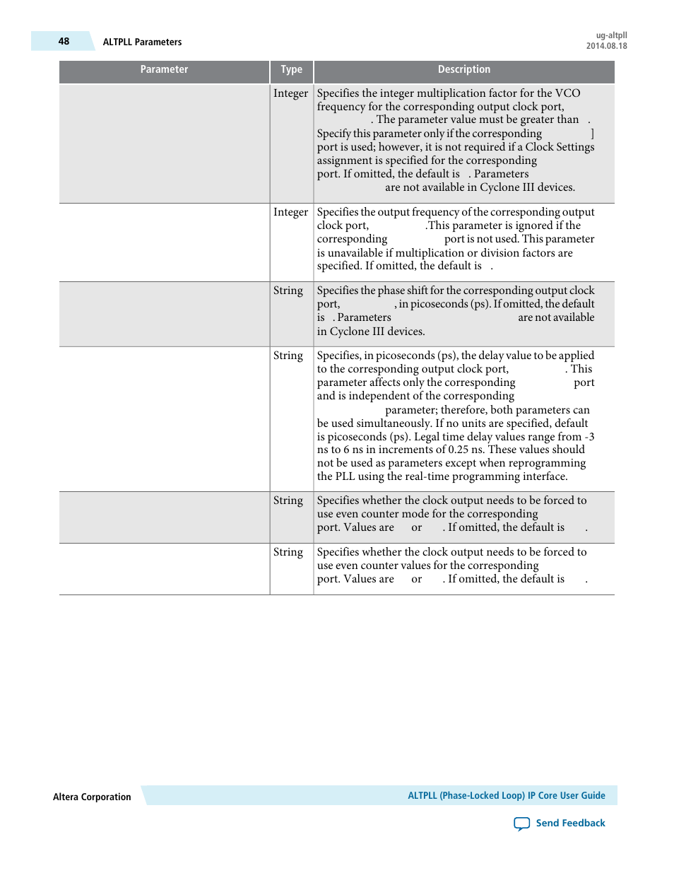 Altera ALTPLL (Phase-Locked Loop) IP Core User Manual | Page 48 / 69
