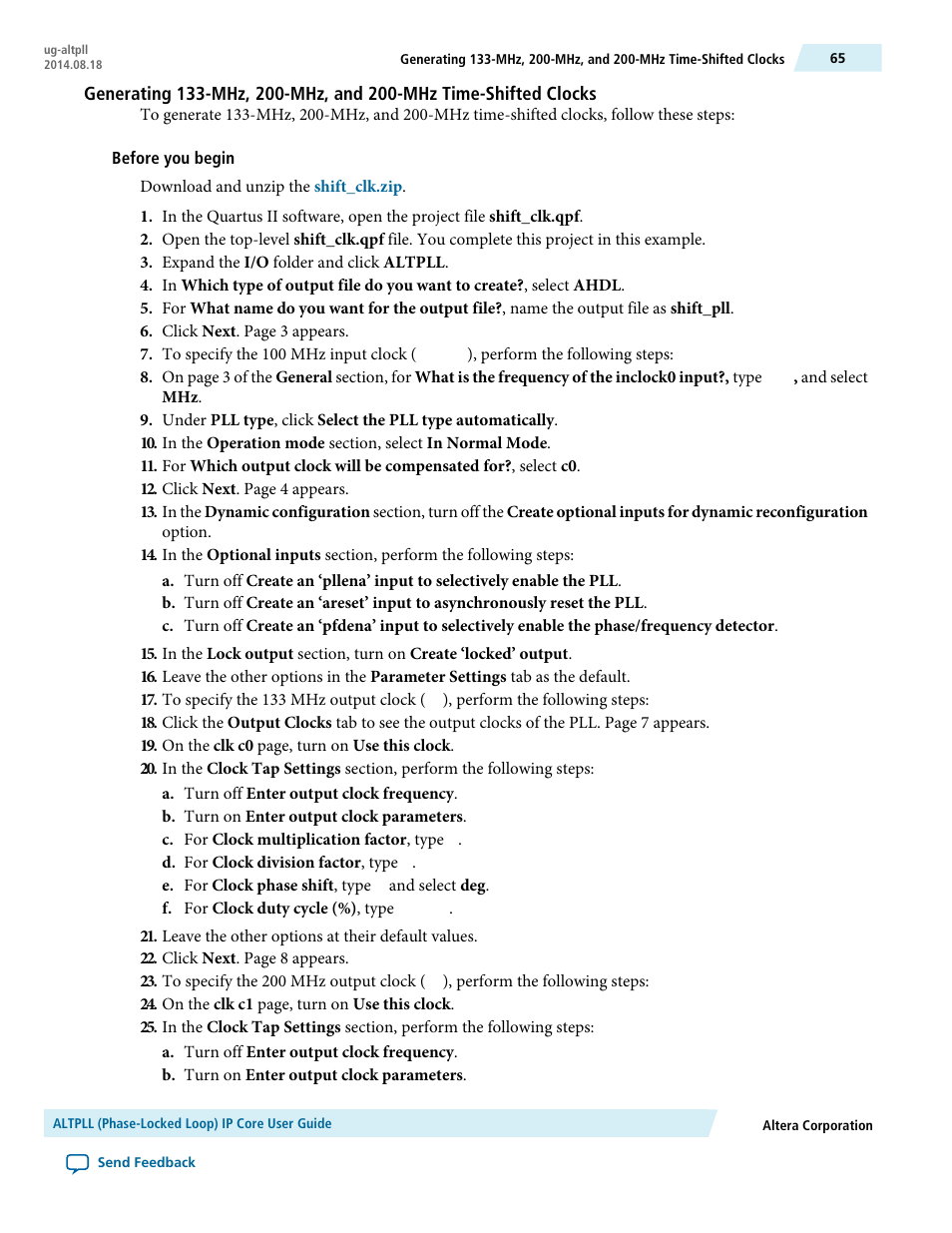 Altera ALTPLL (Phase-Locked Loop) IP Core User Manual | Page 65 / 69