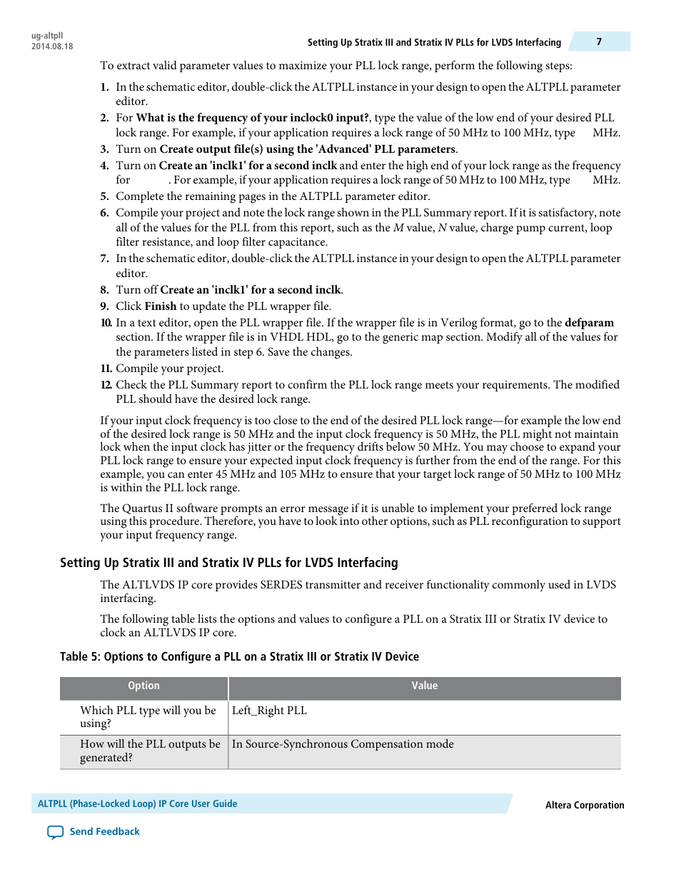 Altera ALTPLL (Phase-Locked Loop) IP Core User Manual | Page 7 / 69