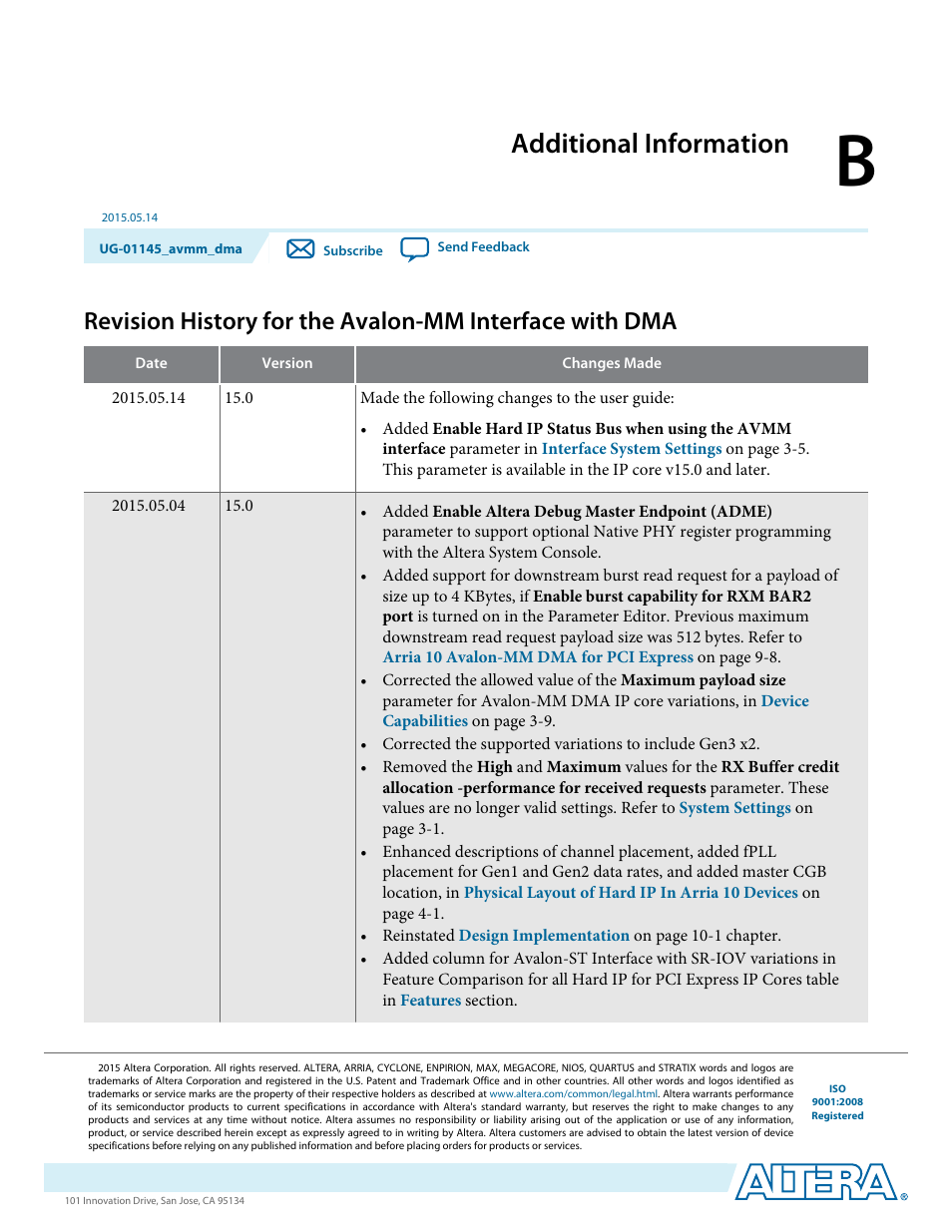 B. additional information, Additional information | Altera Arria 10 Avalon-MM DMA User Manual | Page 127 / 133