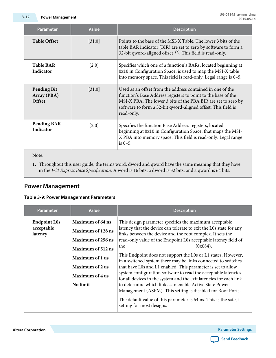 Power management, Power management -12 | Altera Arria 10 Avalon-MM DMA User Manual | Page 32 / 133