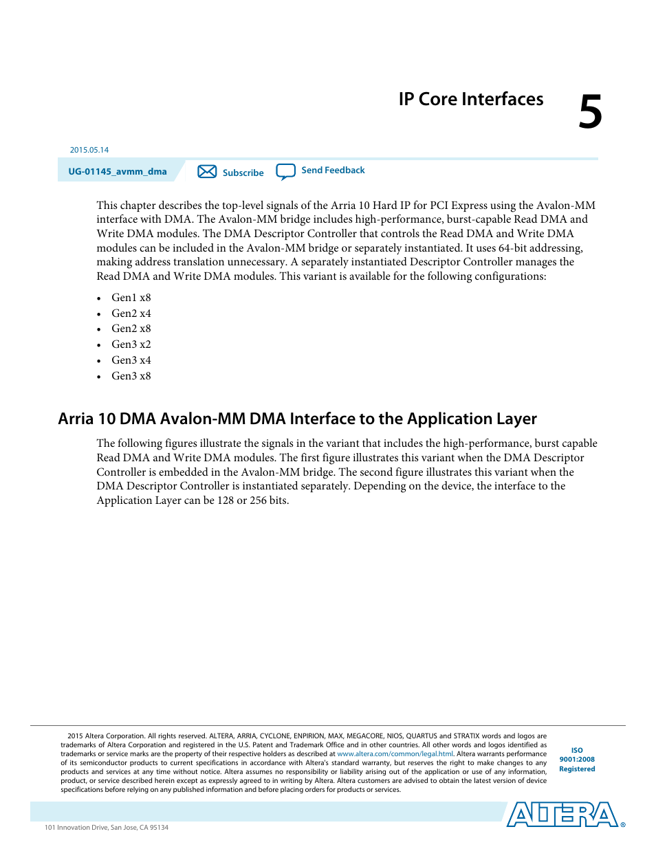 Ip core interfaces, Ip core interfaces -1 | Altera Arria 10 Avalon-MM DMA User Manual | Page 42 / 133