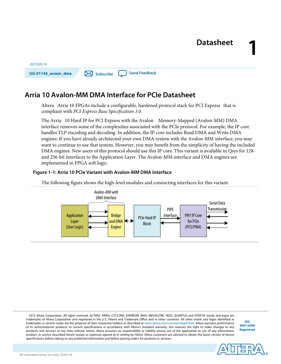 Datasheet, Datasheet -1 | Altera Arria 10 Avalon-MM DMA User Manual | Page 5 / 133