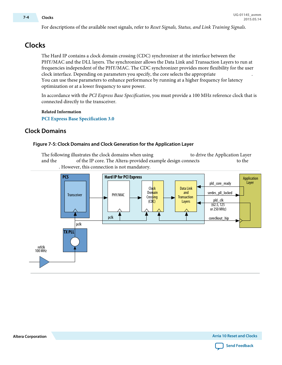 Clocks, Clock domains, Clocks -4 | Clock domains -4 | Altera Arria 10 Avalon-MM User Manual | Page 104 / 212