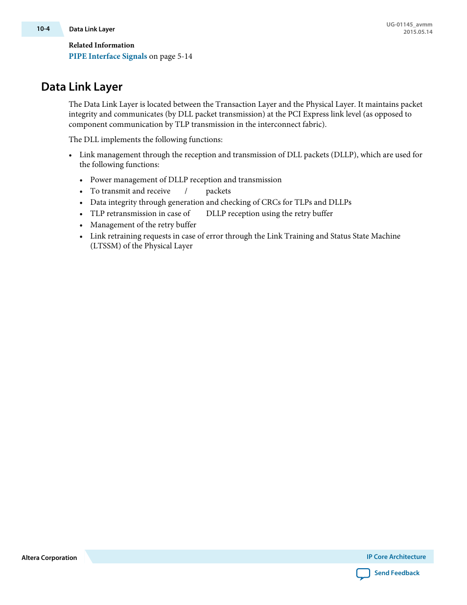 Data link layer, Data link layer -4 | Altera Arria 10 Avalon-MM User Manual | Page 122 / 212