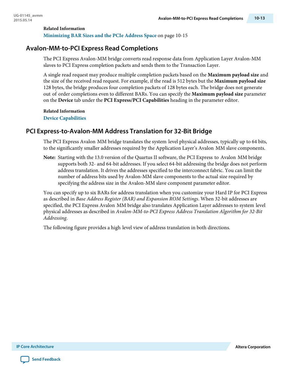 Avalon-mm-to-pci express read completions, Avalon-mm-to-pci express read completions -13 | Altera Arria 10 Avalon-MM User Manual | Page 131 / 212