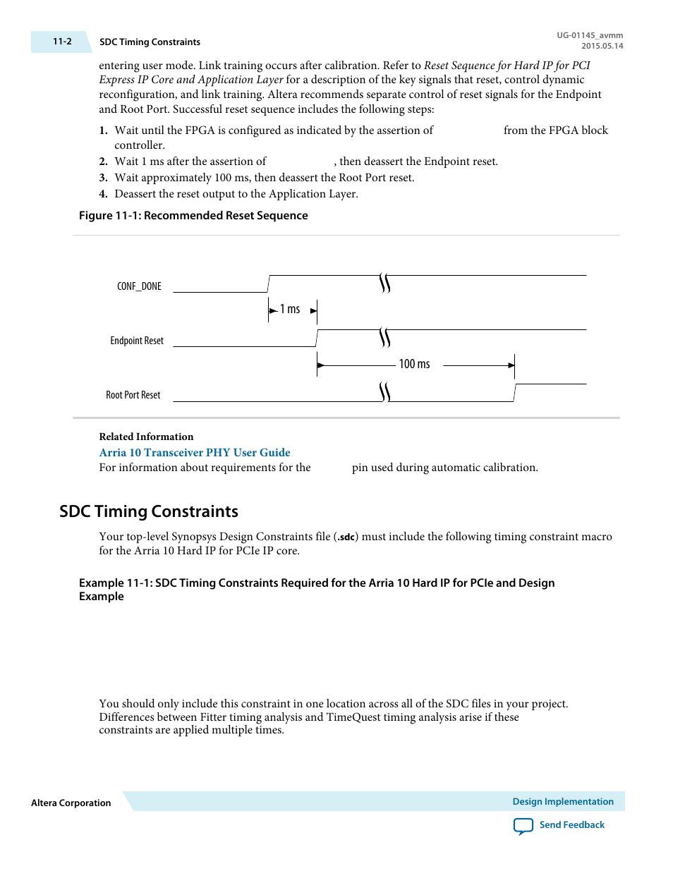 Sdc timing constraints, Sdc timing constraints -2 | Altera Arria 10 Avalon-MM User Manual | Page 142 / 212