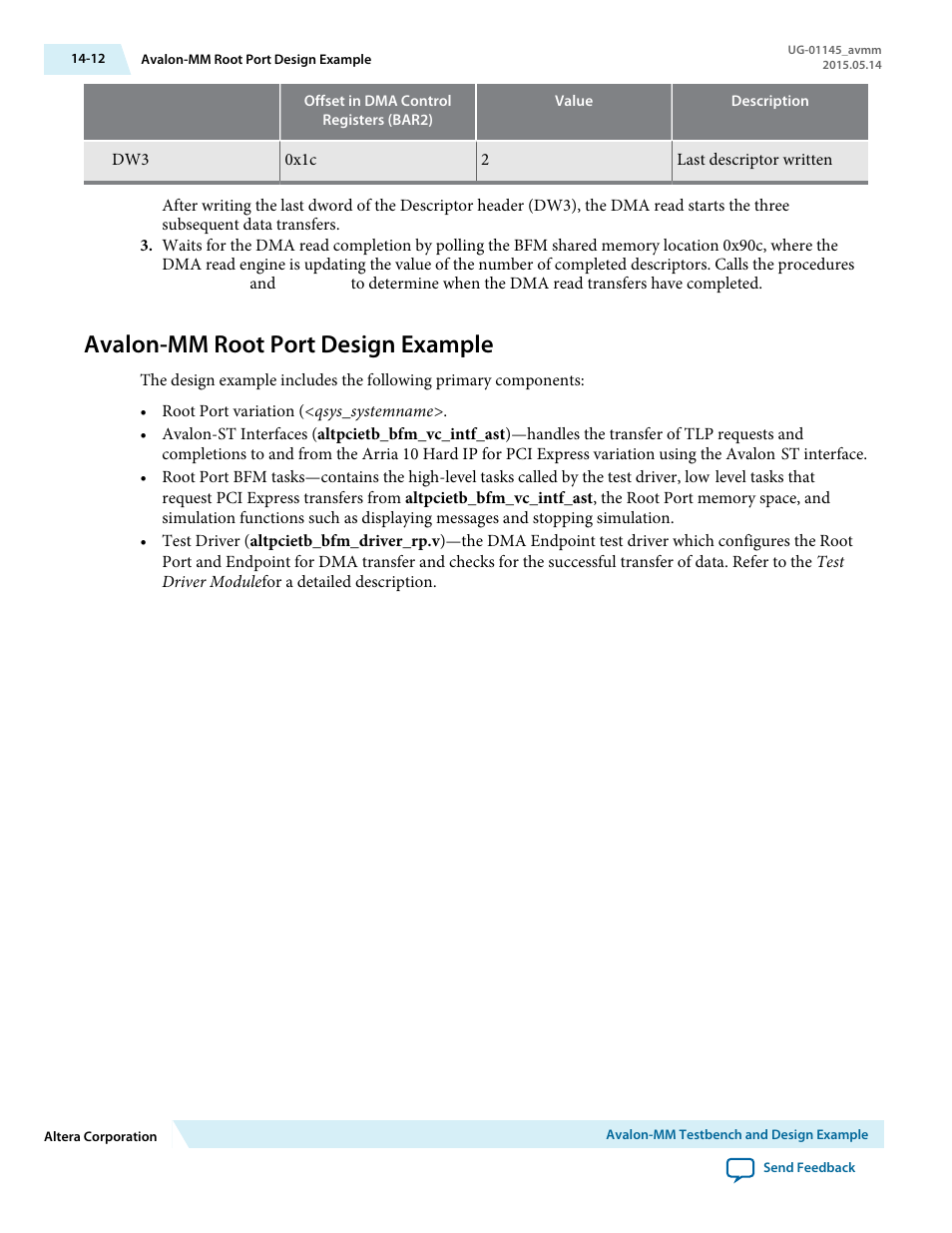 Avalon-mm root port design example, Avalon-mm root port design example -12 | Altera Arria 10 Avalon-MM User Manual | Page 162 / 212