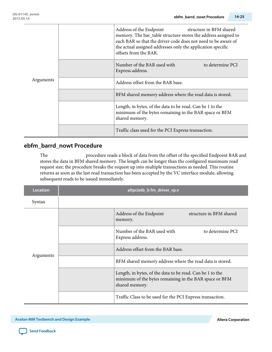 Ebfm_barrd_nowt procedure, Ebfm_barrd_nowt procedure -25 | Altera Arria 10 Avalon-MM User Manual | Page 175 / 212