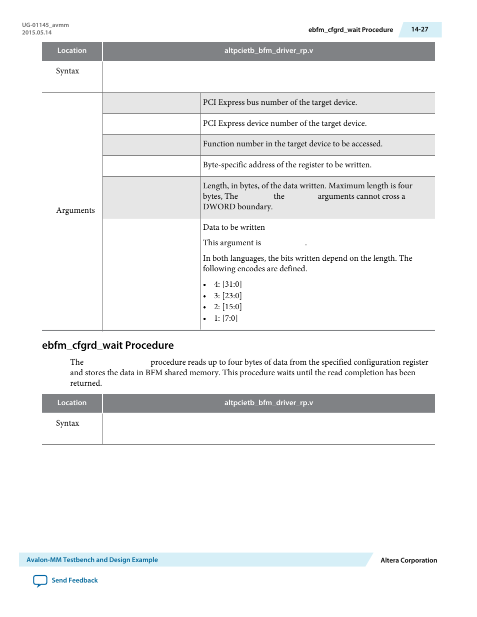 Ebfm_cfgrd_wait procedure, Ebfm_cfgrd_wait procedure -27 | Altera Arria 10 Avalon-MM User Manual | Page 177 / 212
