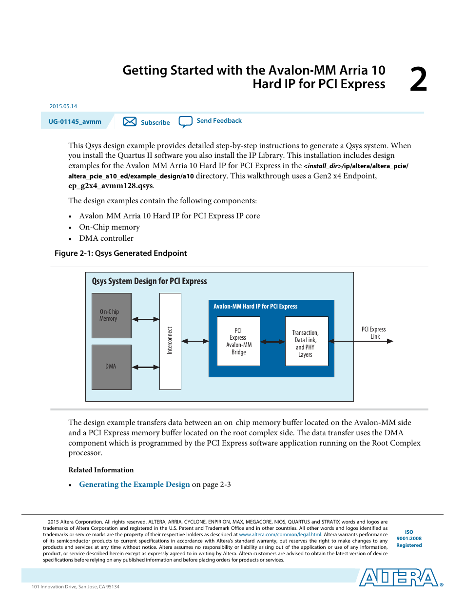 Qsys system design for pci express | Altera Arria 10 Avalon-MM User Manual | Page 19 / 212