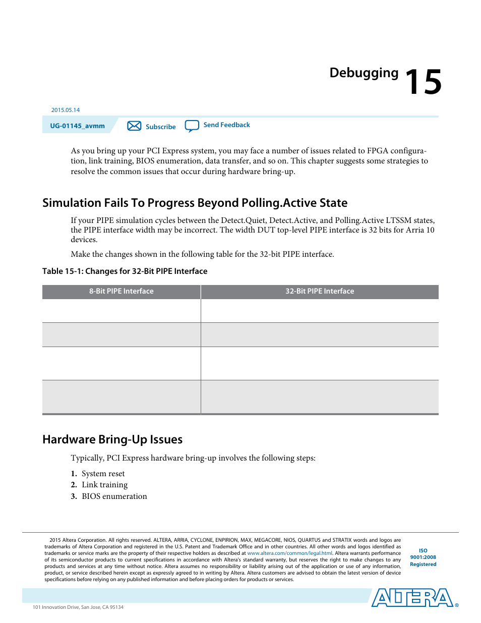 Debugging, Hardware bring-up issues, Debugging -1 | Hardware bring-up issues -1 | Altera Arria 10 Avalon-MM User Manual | Page 201 / 212