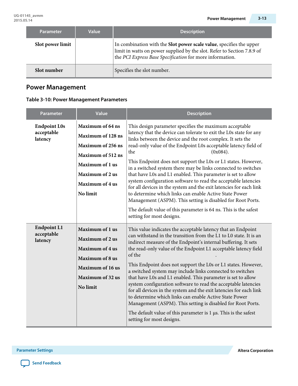 Power management, Power management -13 | Altera Arria 10 Avalon-MM User Manual | Page 39 / 212