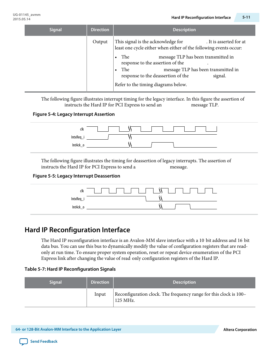 Hard ip reconfiguration interface, Hard ip reconfiguration interface -11 | Altera Arria 10 Avalon-MM User Manual | Page 58 / 212