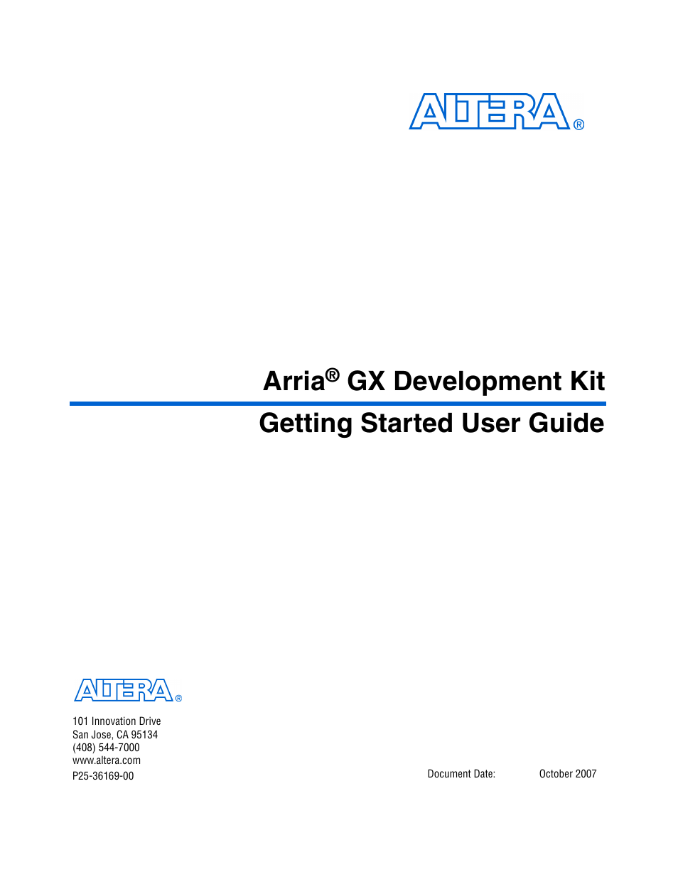 Altera Arria GX User Manual | 32 pages