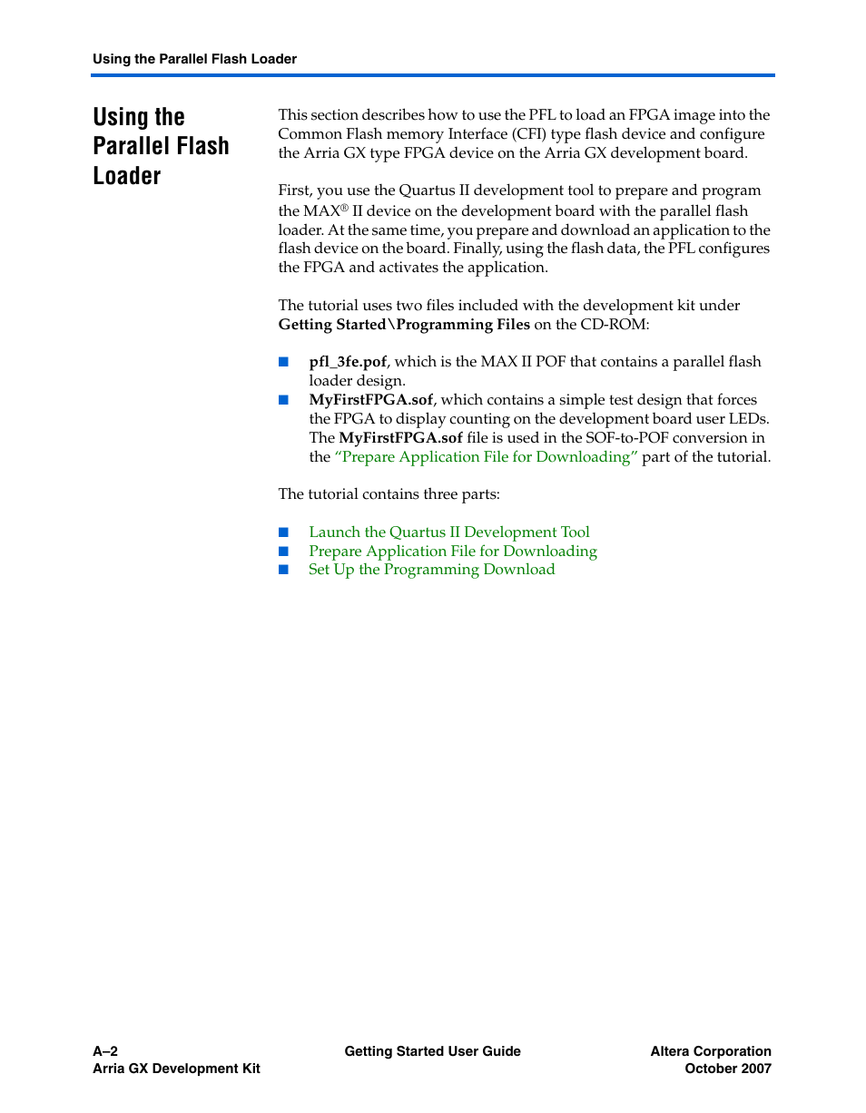 Using the parallel flash loader | Altera Arria GX User Manual | Page 20 / 32