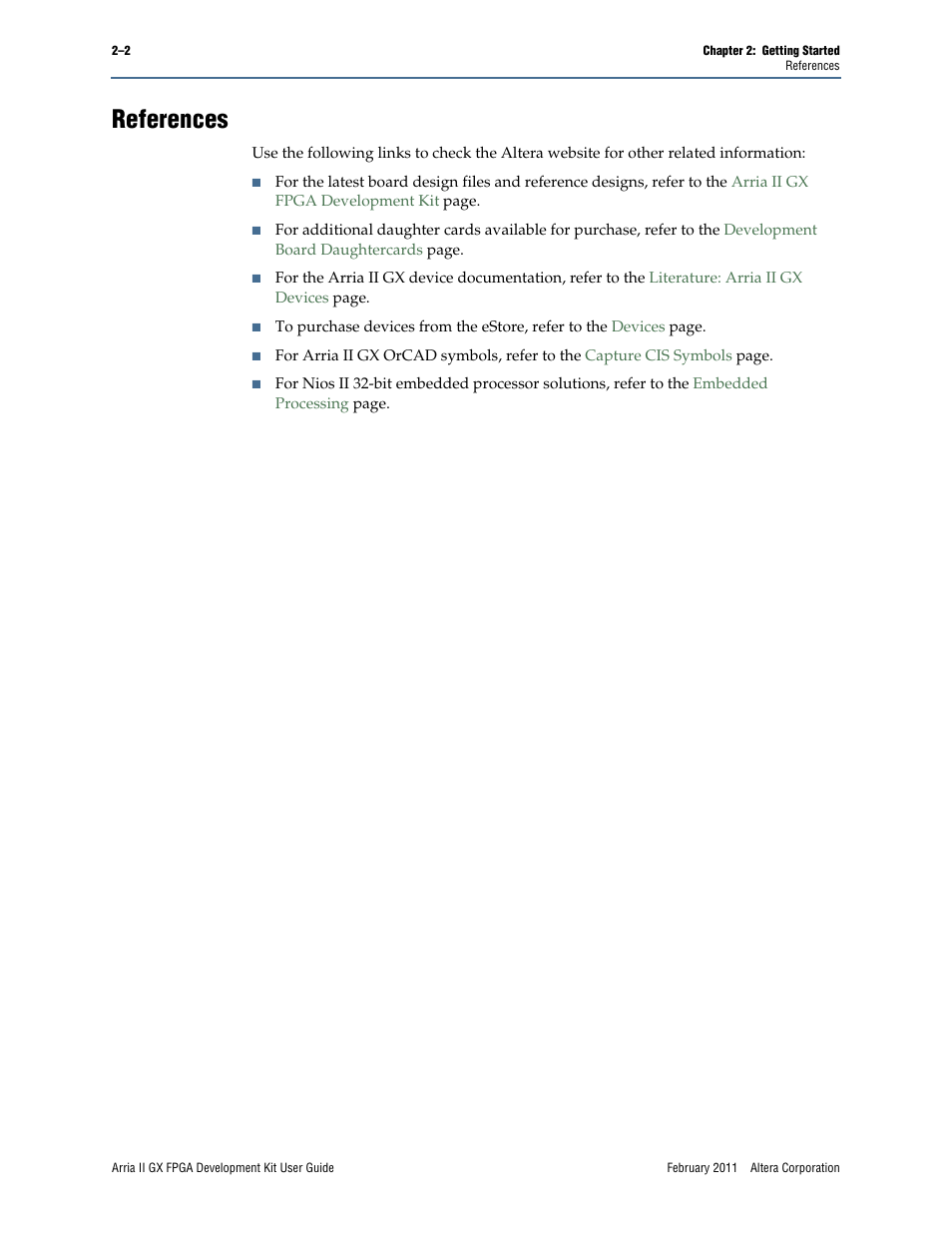 References, References –2 | Altera Arria II GX FPGA User Manual | Page 10 / 48