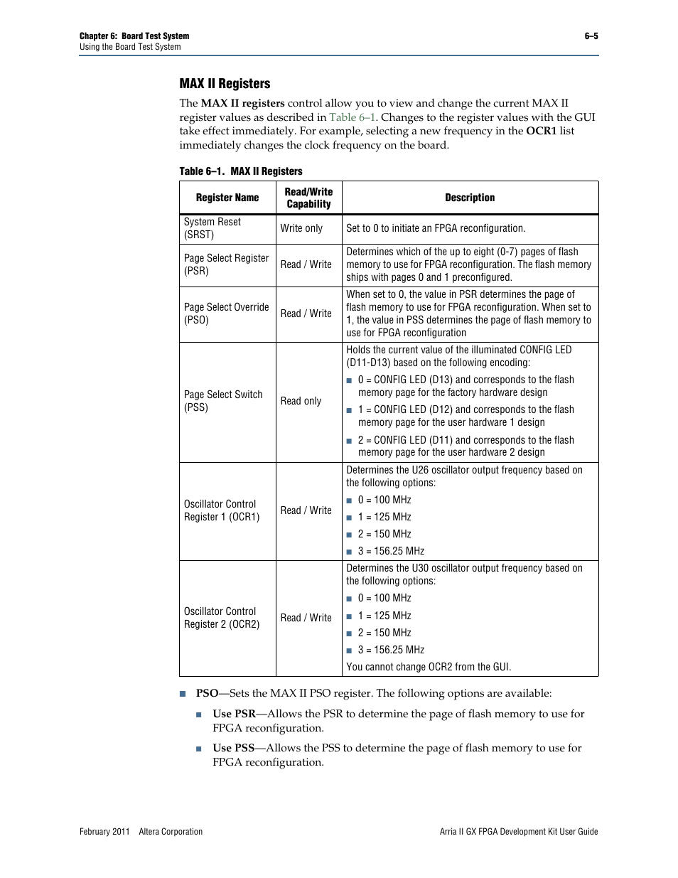 Max ii registers –5, Max ii registers | Altera Arria II GX FPGA User Manual | Page 25 / 48