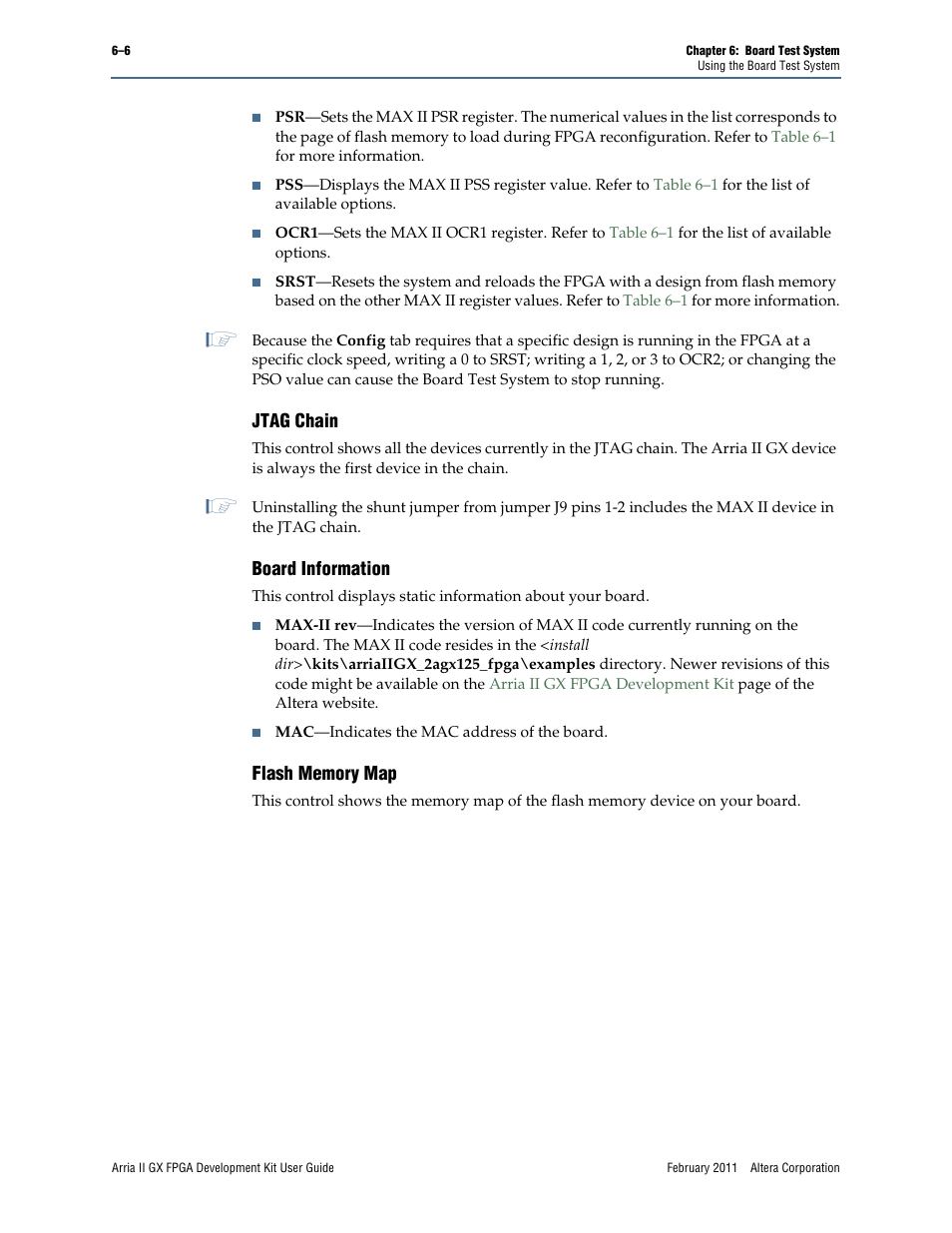 Jtag chain, Board information | Altera Arria II GX FPGA User Manual | Page 26 / 48
