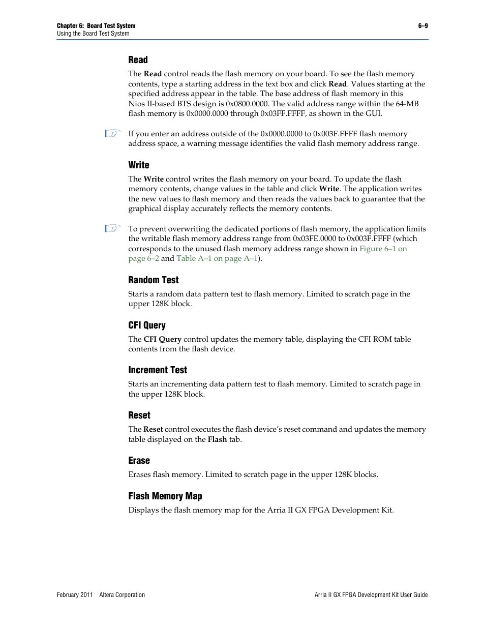 Erase –9 flash memory map –9 | Altera Arria II GX FPGA User Manual | Page 29 / 48