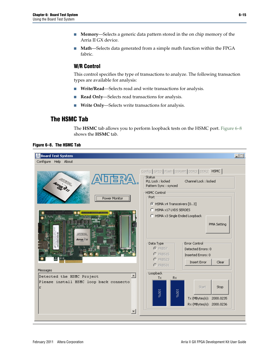 The hsmc tab, W/r control –15, The hsmc tab –15 | W/r control | Altera Arria II GX FPGA User Manual | Page 35 / 48