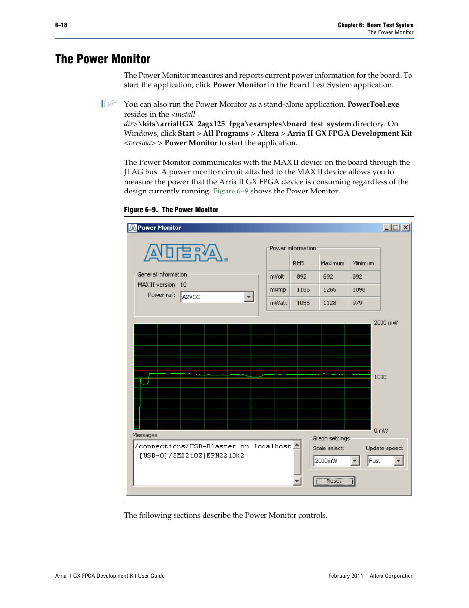 The power monitor, The power monitor –18 | Altera Arria II GX FPGA User Manual | Page 38 / 48