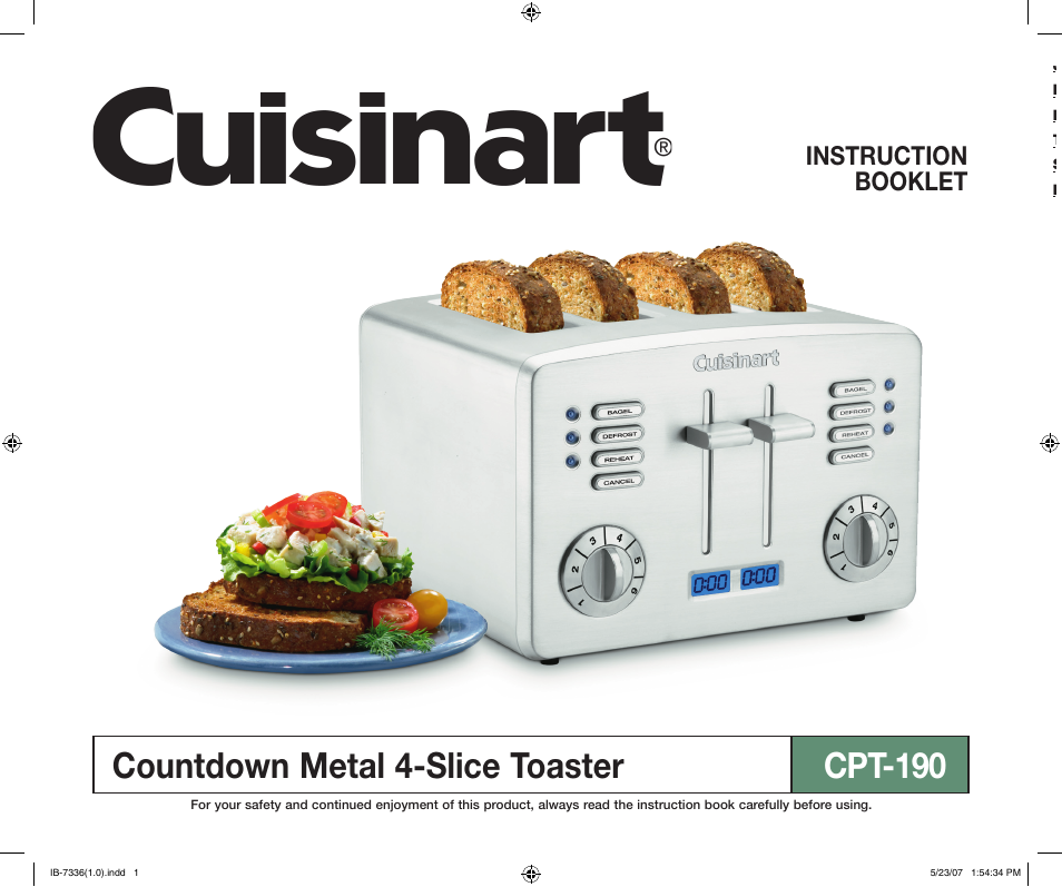 Cuisinart CPT-190 User Manual | 9 pages