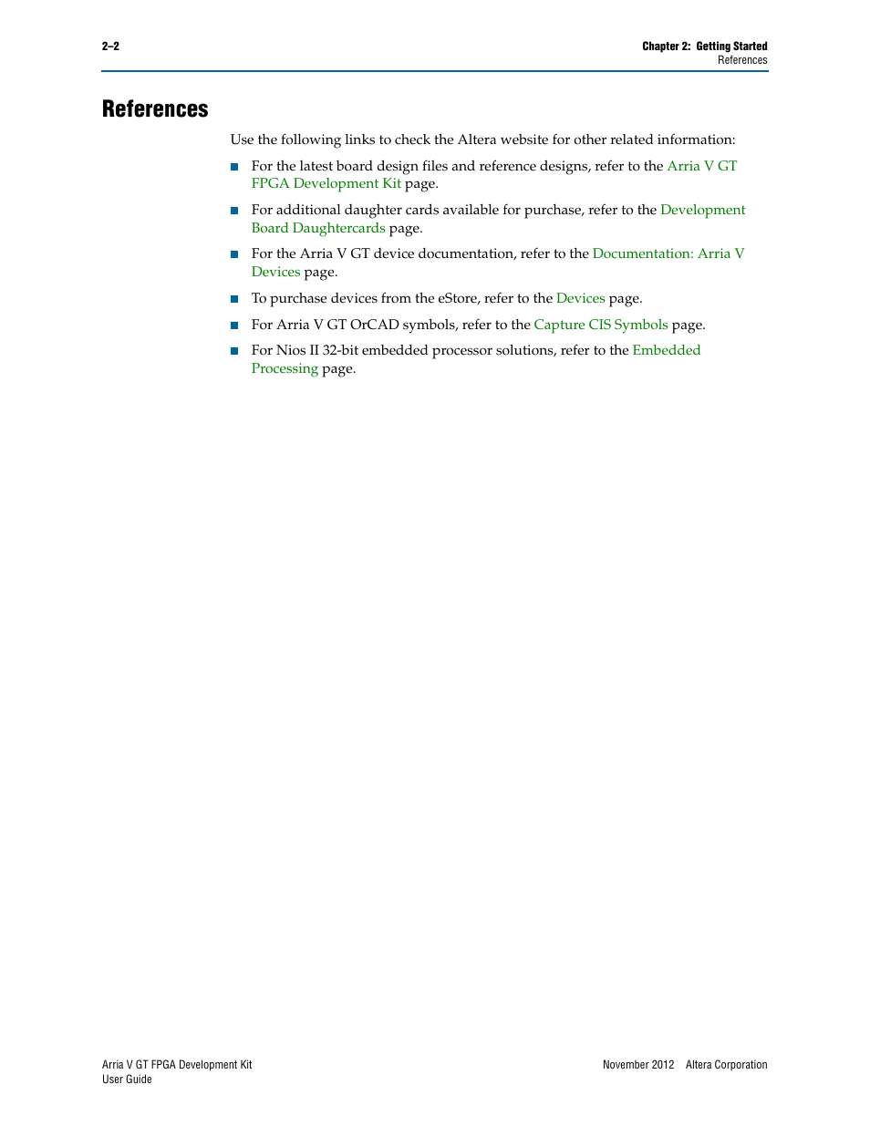 References, References –2 | Altera Arria V GT FPGA User Manual | Page 10 / 58