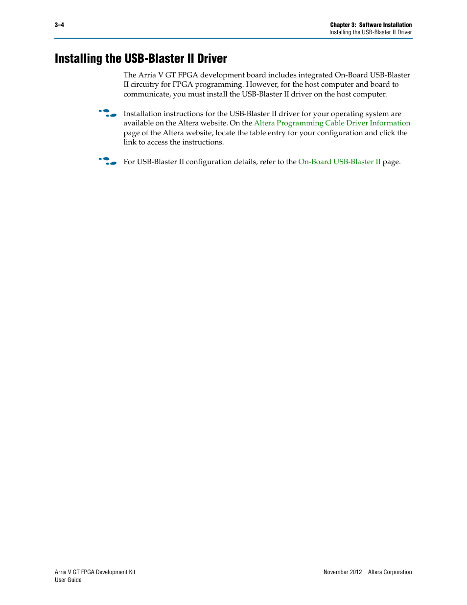Installing the usb-blaster ii driver, Installing the usb-blaster ii driver –4 | Altera Arria V GT FPGA User Manual | Page 14 / 58