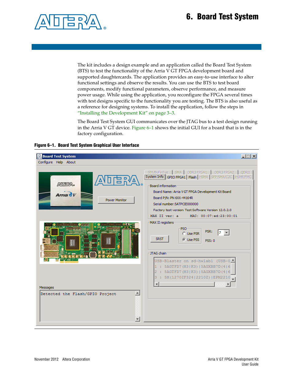 Board test system, Chapter 6. board test system | Altera Arria V GT FPGA User Manual | Page 23 / 58